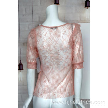 Lace Short Sleeved Sexy Top For Ladies